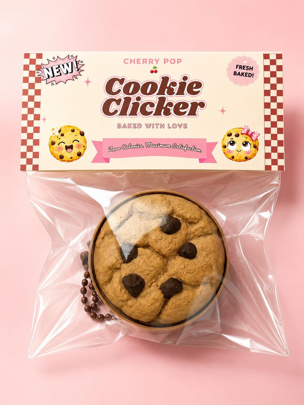 Realistic Cookie Fidget Clicker Keychain – Chocolate Chip or Sugar Cookie