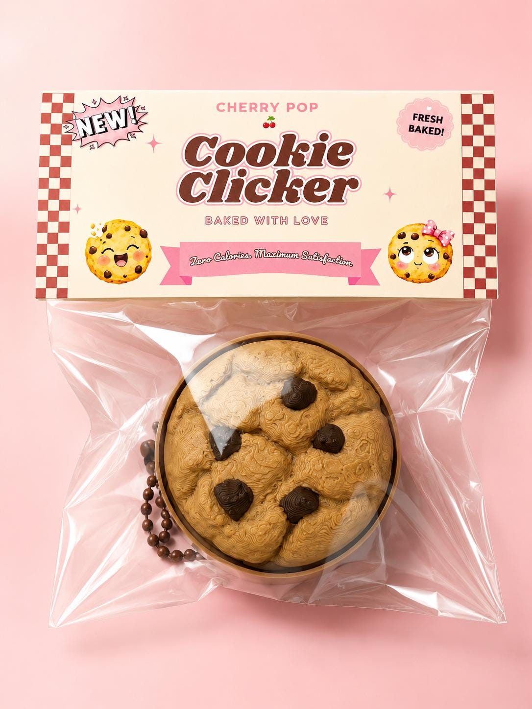 Realistic Cookie Fidget Clicker Keychain – Chocolate Chip or Sugar Cookie