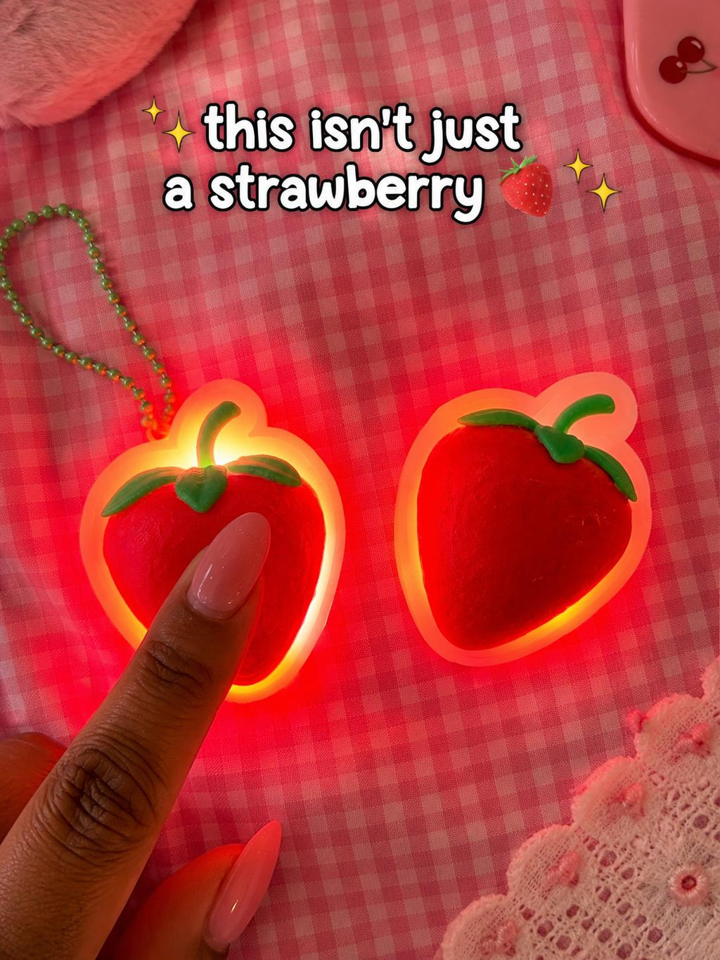 Light Up Strawberry Keychain Fidget Clicker