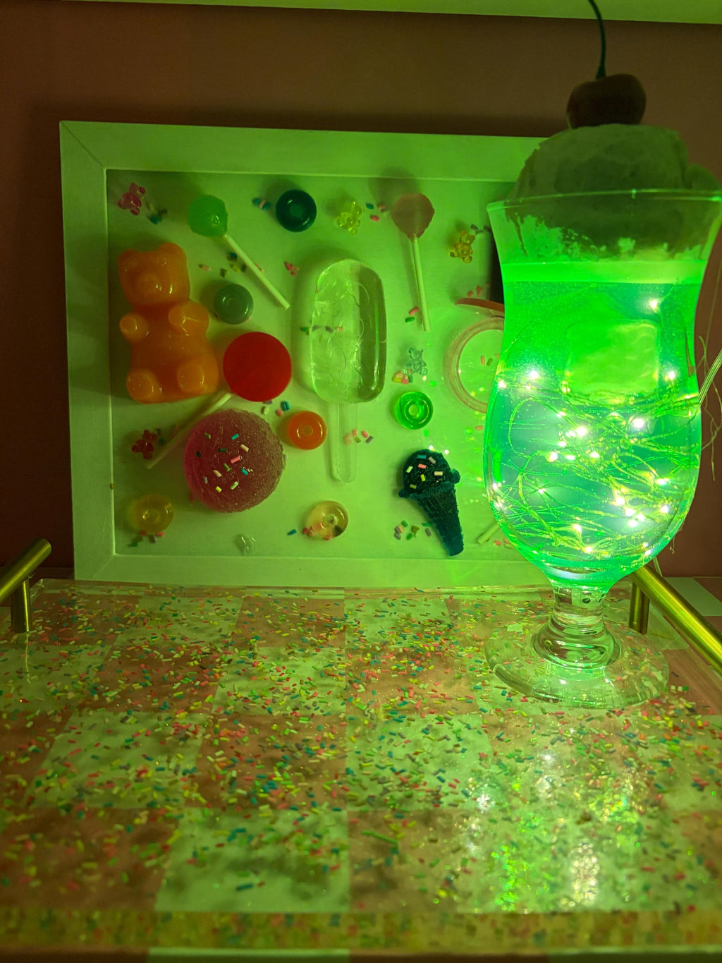 Melon Soda Lamp, Fake Food Resin Night Light, Retro Japanese Cream Soda Decor