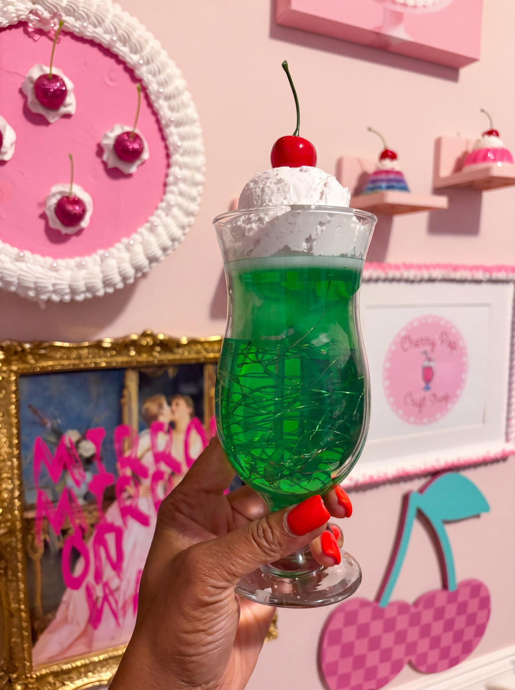 Melon Soda Lamp, Fake Food Resin Night Light, Retro Japanese Cream Soda Decor