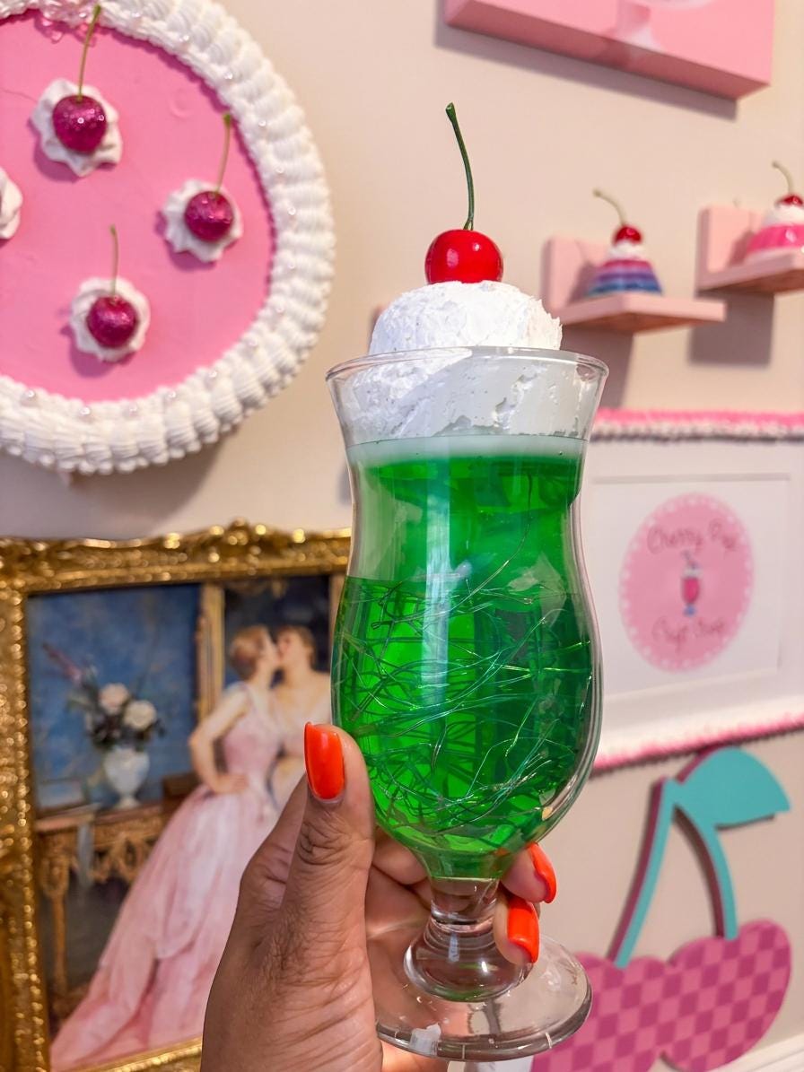 Melon Soda Lamp, Fake Food Resin Night Light, Retro Japanese Cream Soda Decor