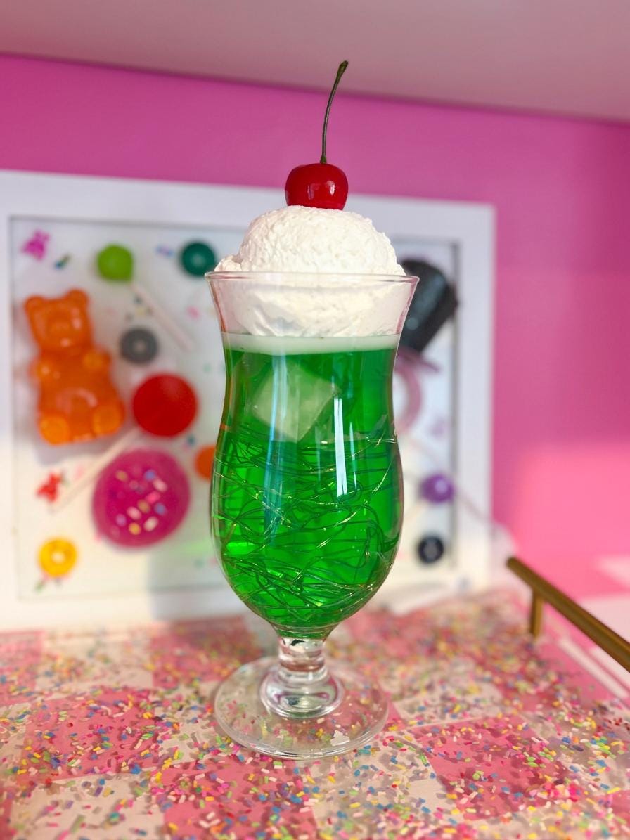 Melon Soda Lamp, Fake Food Resin Night Light, Retro Japanese Cream Soda Decor