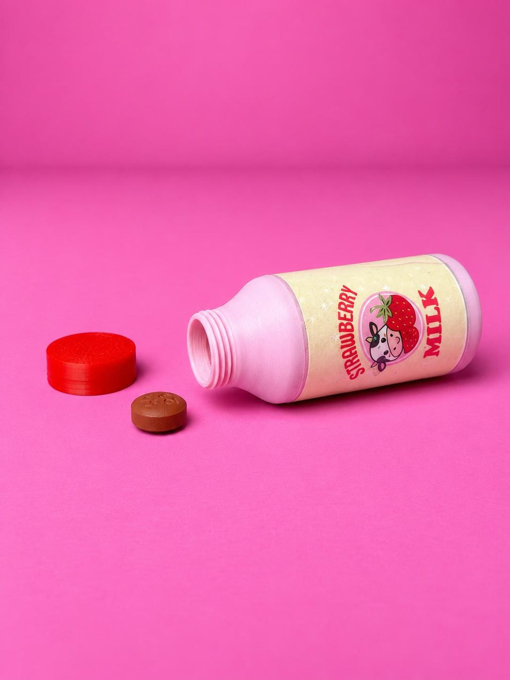 Pill Holder with Keychain | Bottle of Milk Medicine Organizer and Container Multiple Options Available