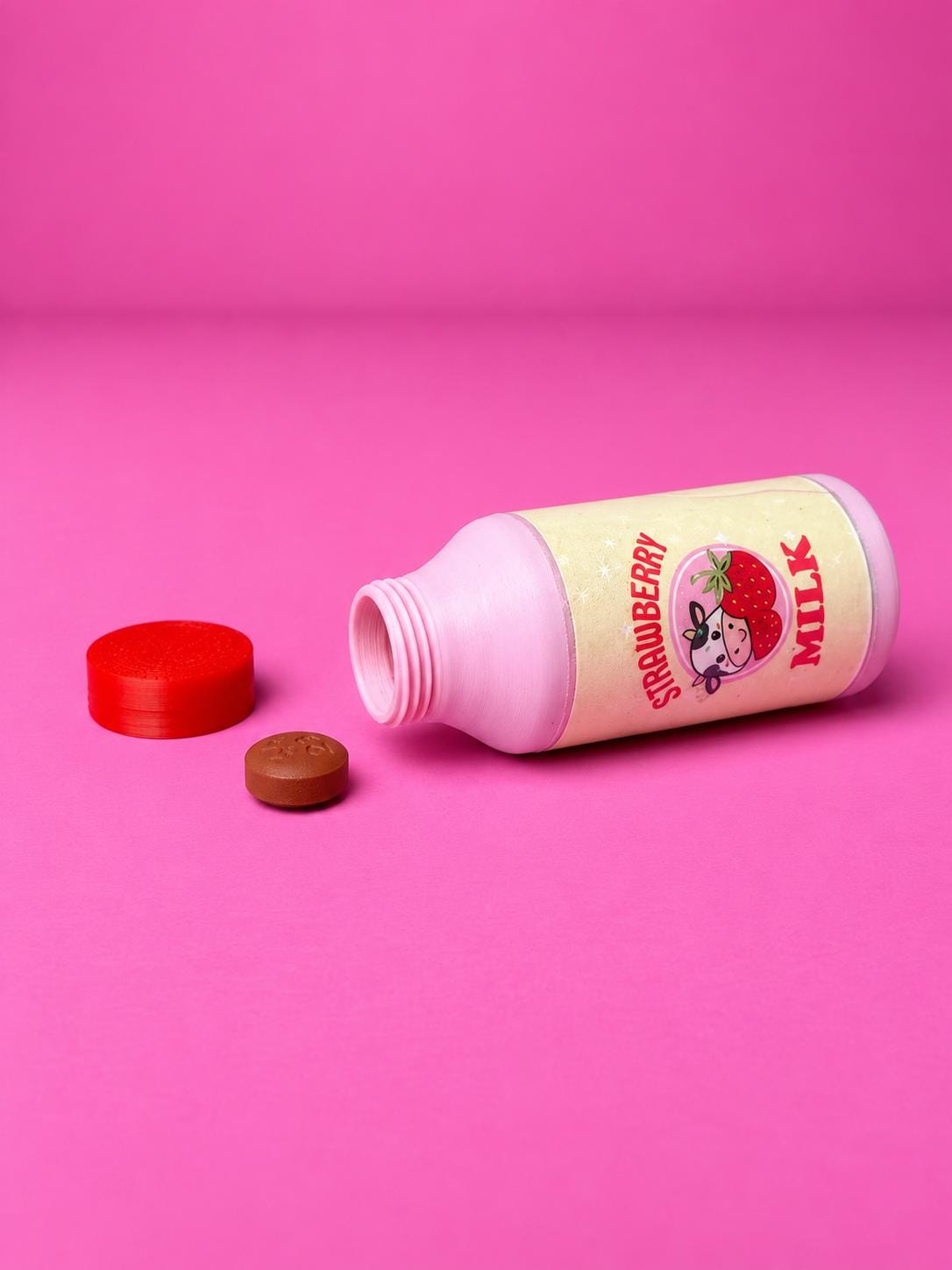 Pill Holder with Keychain | Bottle of Milk Medicine Organizer and Container Multiple Options Available