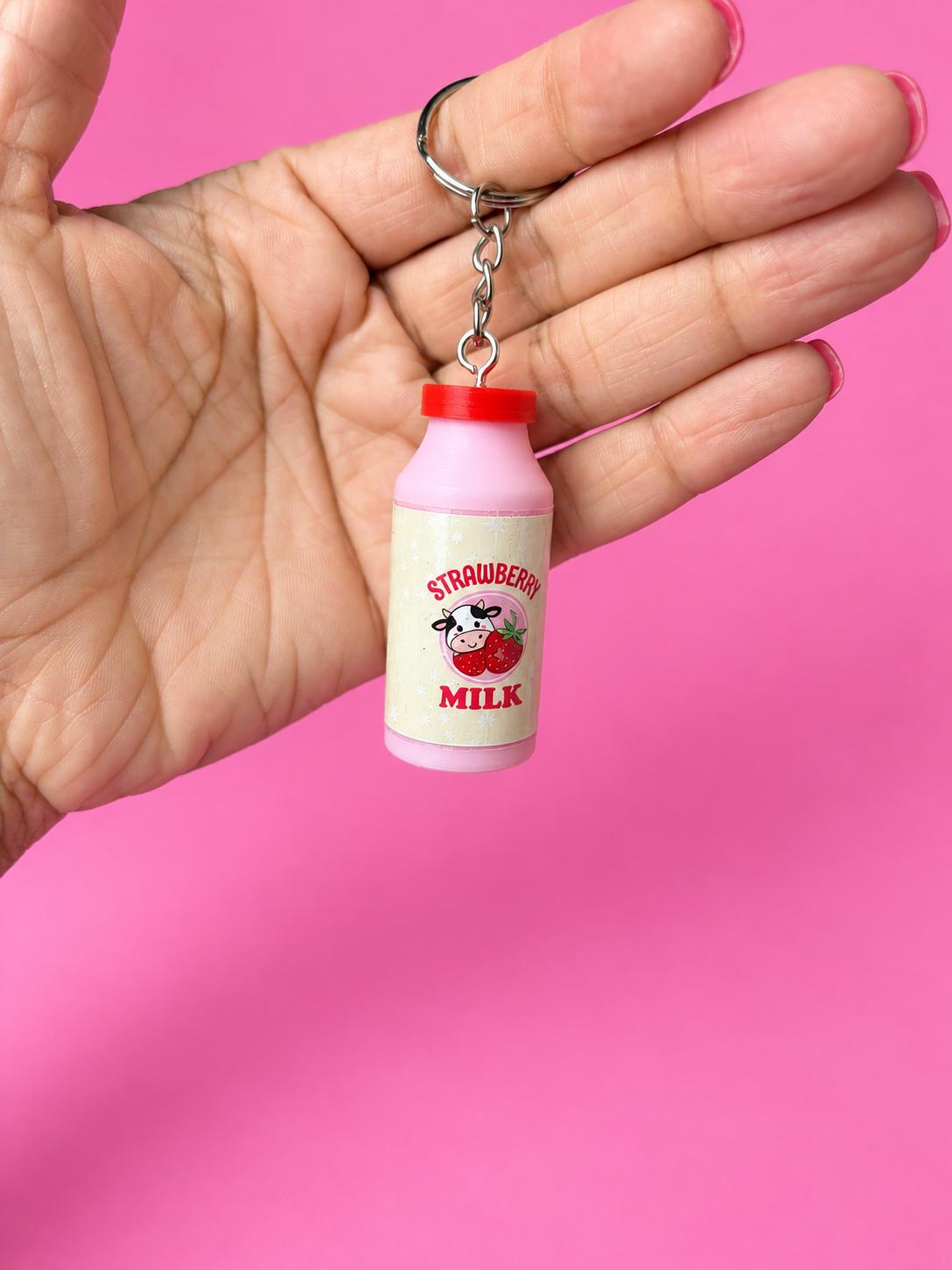 Pill Holder with Keychain | Bottle of Milk Medicine Organizer and Container Multiple Options Available