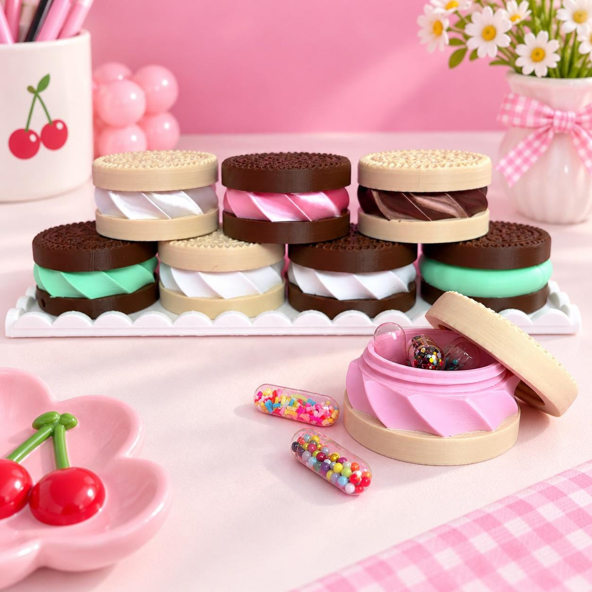 Pill Holder Cookie Sandwich | Travel Pill Case | Keychain Container
