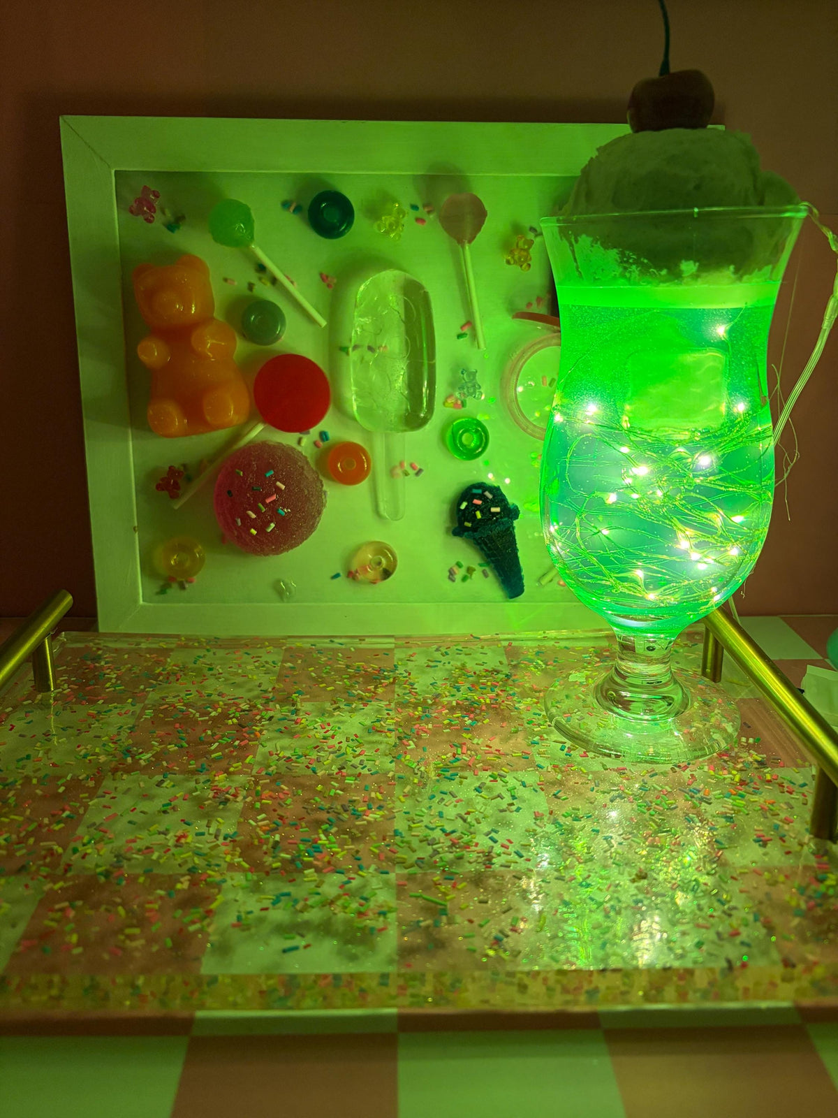 Melon Soda Lamp, Fake Food Resin Night Light, Retro Japanese Cream Soda Decor