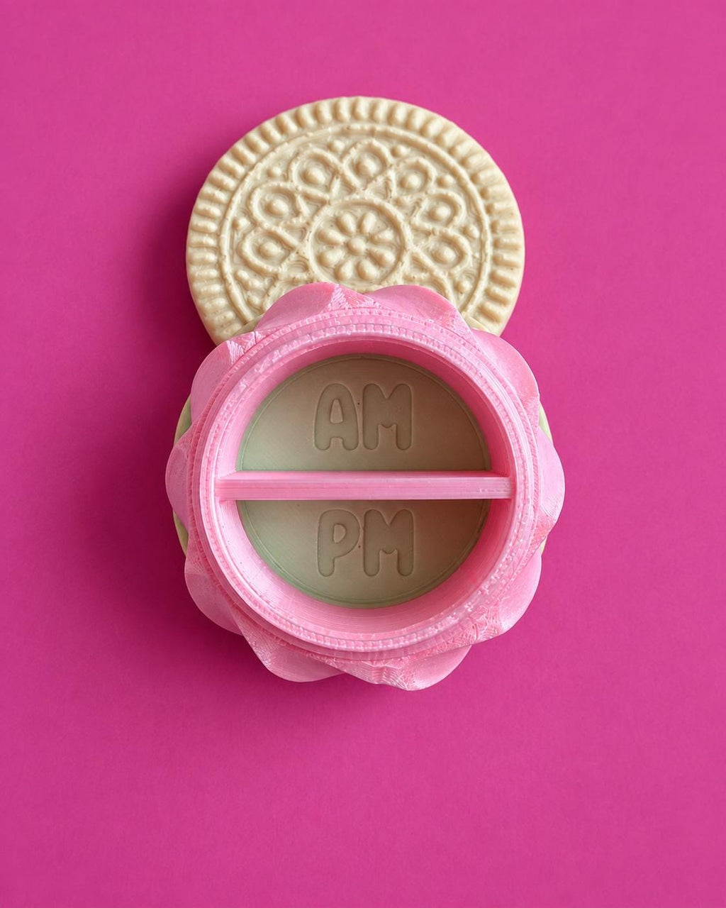 Pill Container Large Sandwich Cookie | AM PM Medicine Holder Organizer