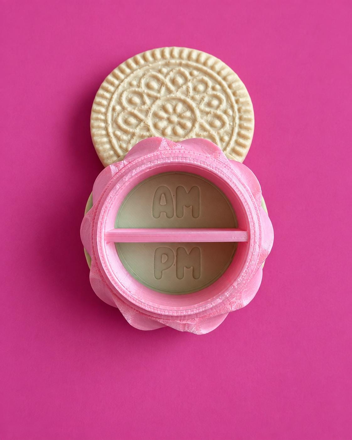 Pill Container Large Sandwich Cookie | AM PM Medicine Holder Organizer