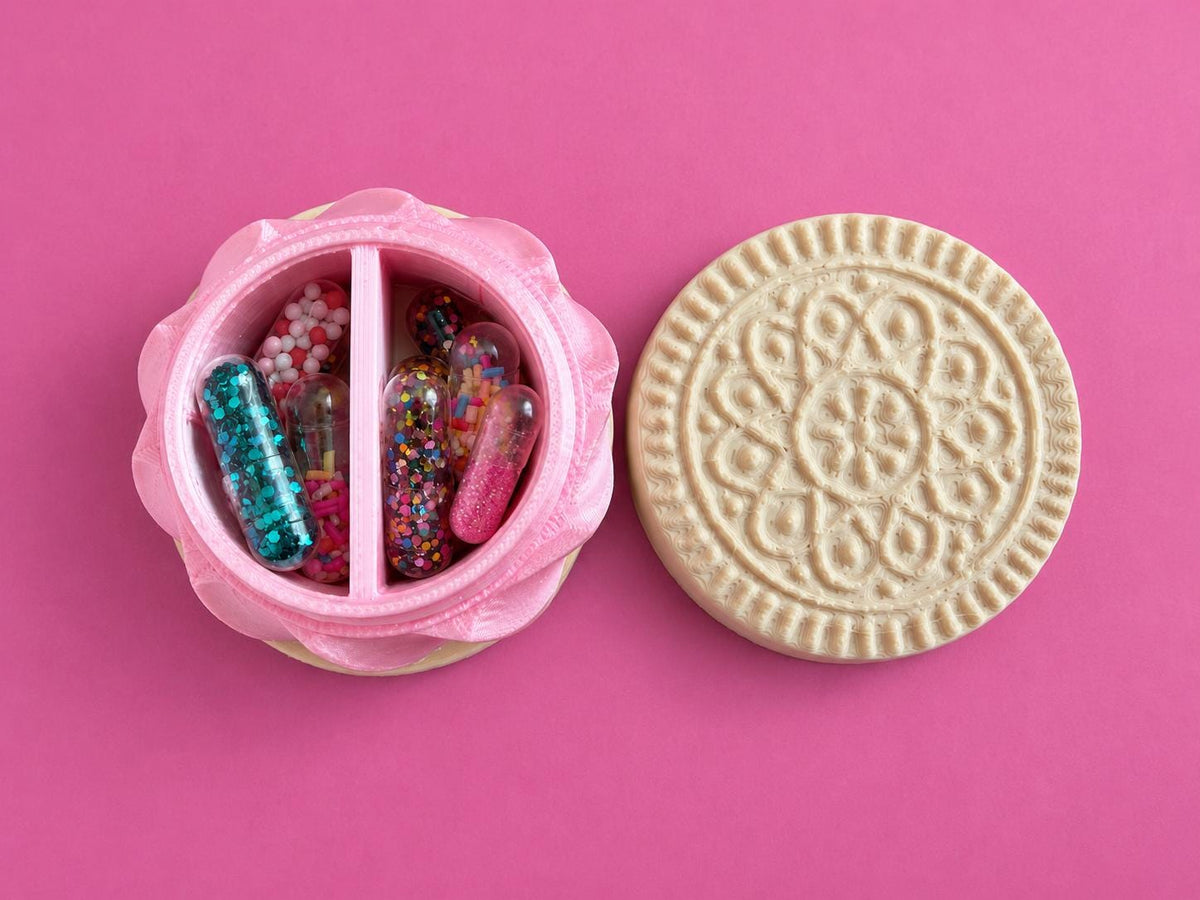 Pill Container Large Sandwich Cookie | AM PM Medicine Holder Organizer