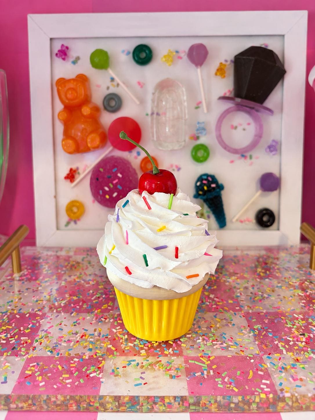 Fake Cupcake Screw Top Lid Jar with Cherry or Sprinkles