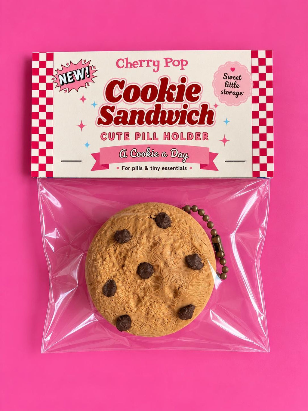 Chocolate Chip Cookie Pill Holder 3D Printed | Travel Case, Keychain Container