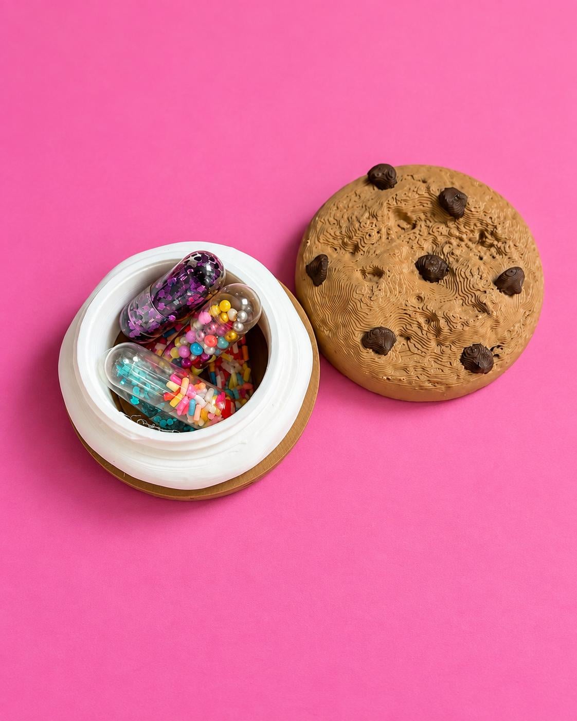 Chocolate Chip Cookie Pill Holder 3D Printed | Travel Case, Keychain Container