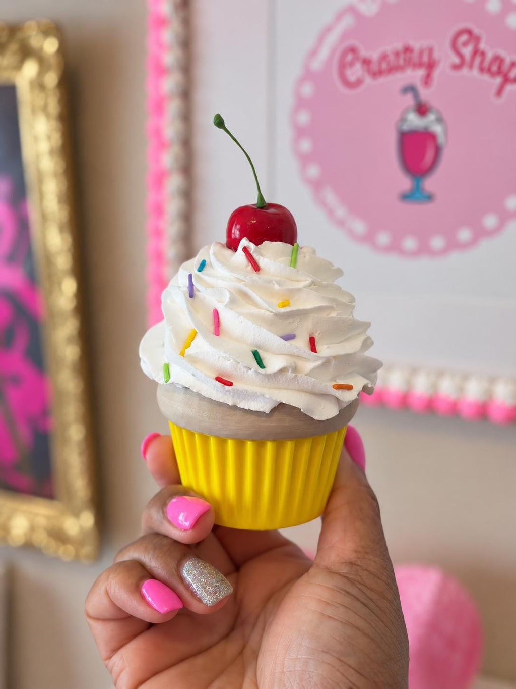 Fake Cupcake Screw Top Lid Jar with Cherry or Sprinkles