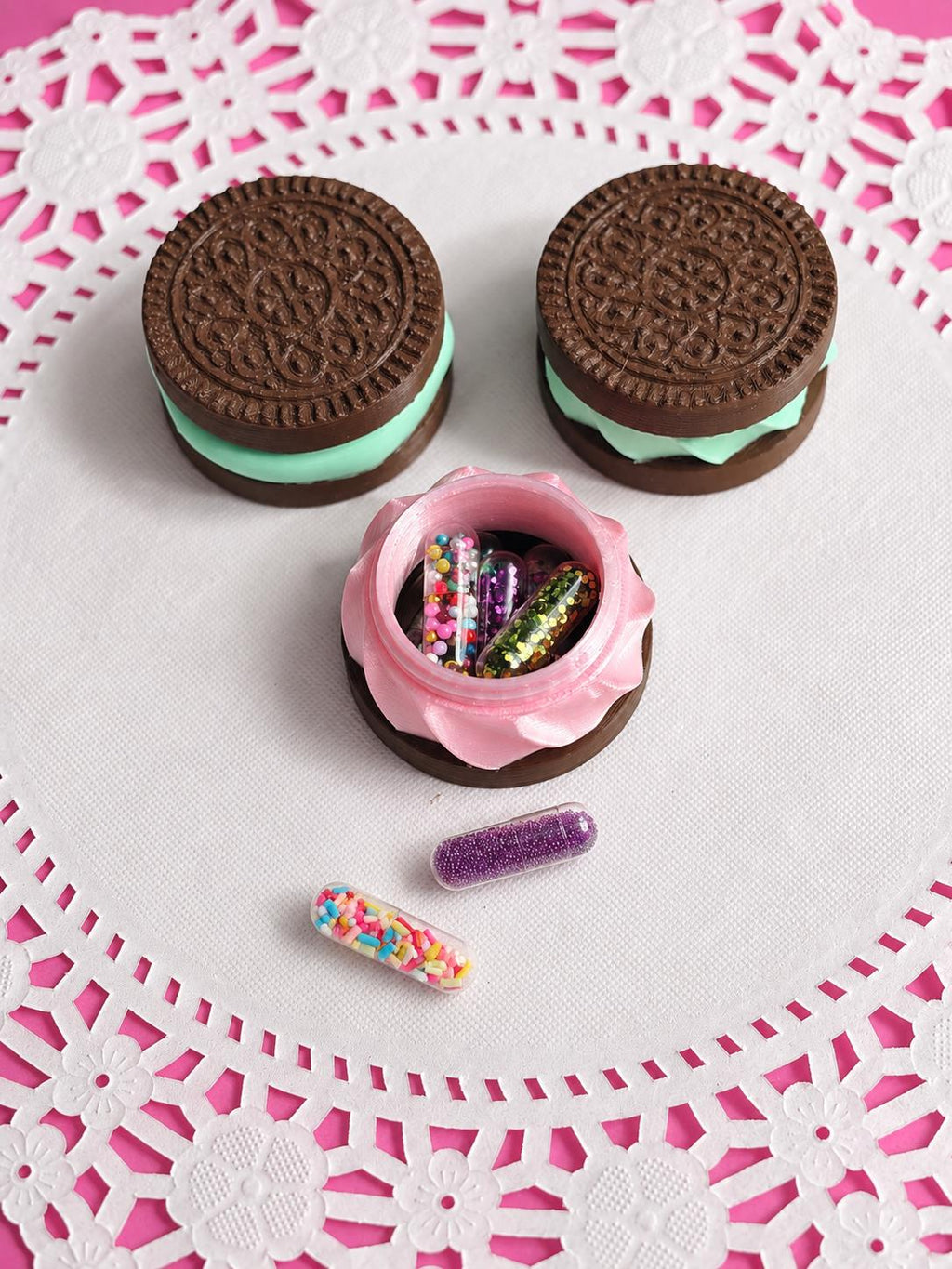 Pill Holder Cookie Sandwich | Travel Pill Case | Keychain Container