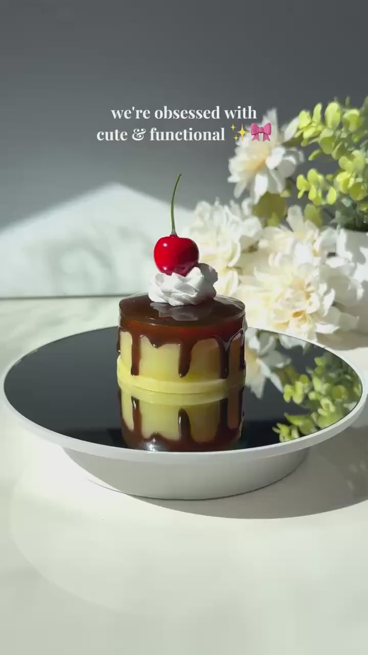 Flan Pudding Trinket Container: Faux Cherry & Whipped Cream Lid