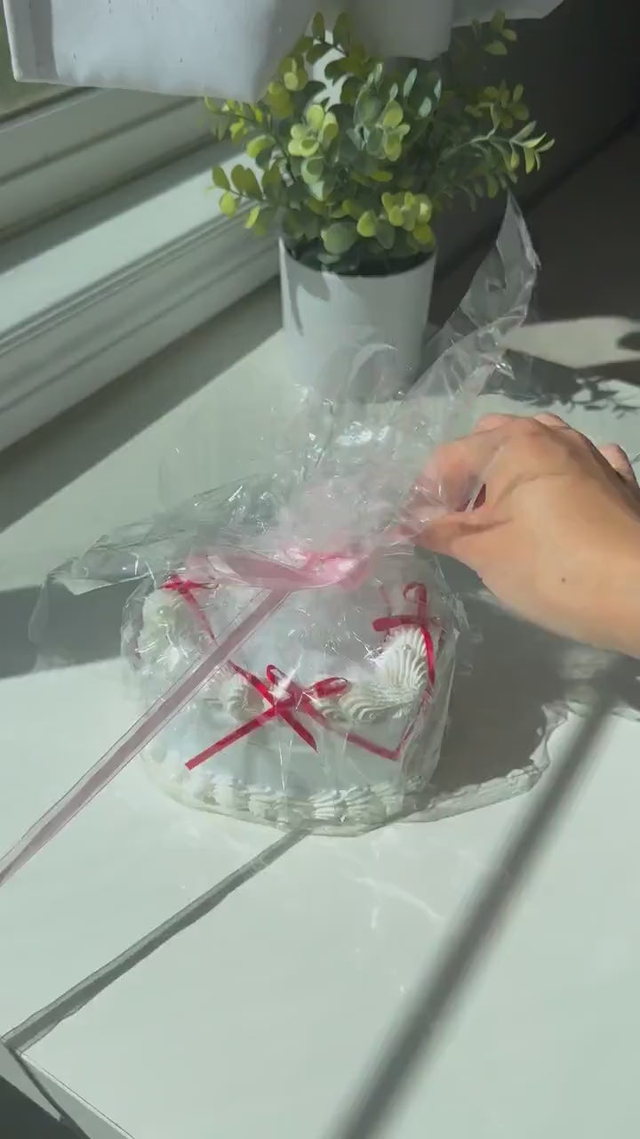 Coquette Heart Cake Jewelry Box: White & Satin Bow Decor